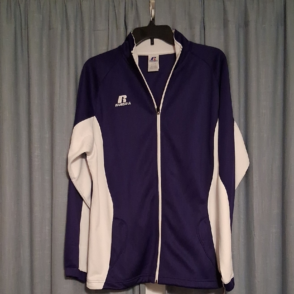 Russell Athletic Blue and White Zip-Up Jacket